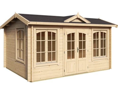 Holzgartenhaus mit Doppeltür und Fenstern