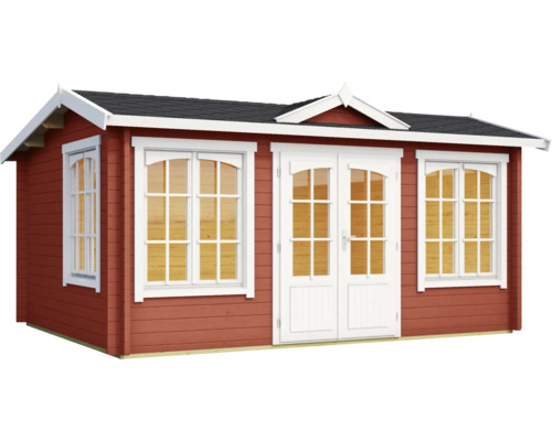Holzgartenhaus mit Fenstern und Doppeltür