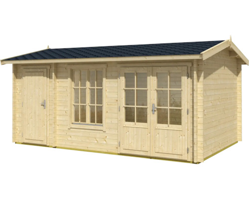 Holzgartenhaus mit Tür, Fenster und Satteldach