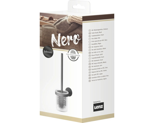 Verpackung einer schwarzen WC-Bürstengarnitur