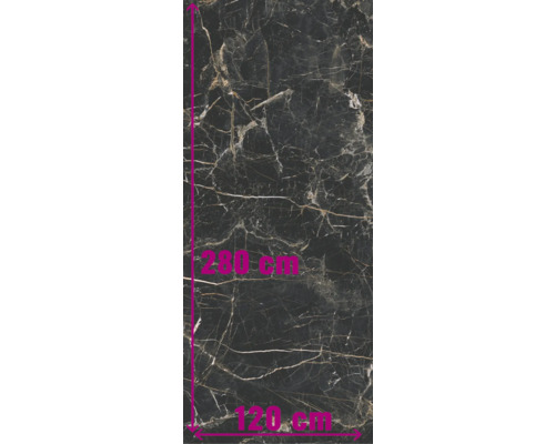 Feinsteinzeug Wand- und Bodenfliese Marquina 119,7 x 279,7 x 0,6 cm gold poliert rektifiziert