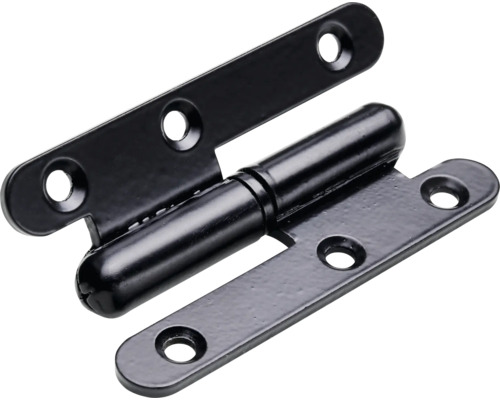Türband rechts 80 x 45 mm rechts Stahl schwarz matt Scharnier aus Stahl mit Schraublöchern