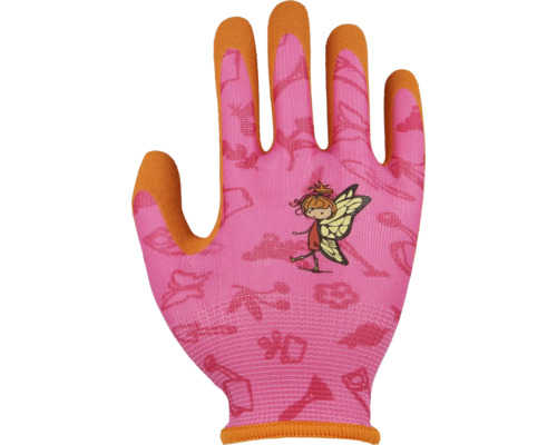 Kinderhandschuh FloraSelf Floralie Gärtnern mit Kids Gr. 4 orange pink mit Aufdruck Gartengerätehandschuh mit Feenmotiv