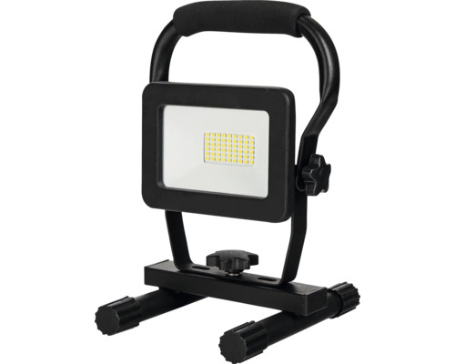 LED Baustrahler mit Gestell IP65 20W 3300 lm 5000 K kaltweiß Zuleitung 3G1.0 mm² H07RN-F mit Schutzkontaktstecker 3,0 m BxTxH 166x165x242 mm LED-Baustrahler mit Tragegriff und Standfuß