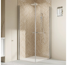 Eckeinstieg mit Drehtür BREUER Elana 2.0 90 x 90 x 200 cm Profil rund silber Klarglas Reversibel