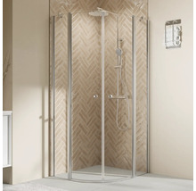 Runddusche mit Drehtür mit Festteil BREUER Elana 2.0 100 x 100 x 200 cm Radius 550 mm Profil rund chrom Klarglas Reversibel