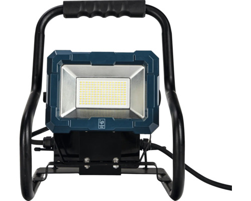 LUMAK PRO LED Baustrahler mit Gestell IP54 50 W 8250 lm 6500 K Zuleitung 3G1,5 mm² H07RN-F 5,0 m mit Stecker + 2x USB Ausgang + 1x Schutzkontaktsteckdose LED-Baustrahler mit Tragegestell