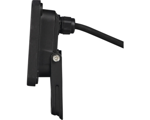 Seitenansicht eines LED-Strahlers mit Kabel und Montagehalterung