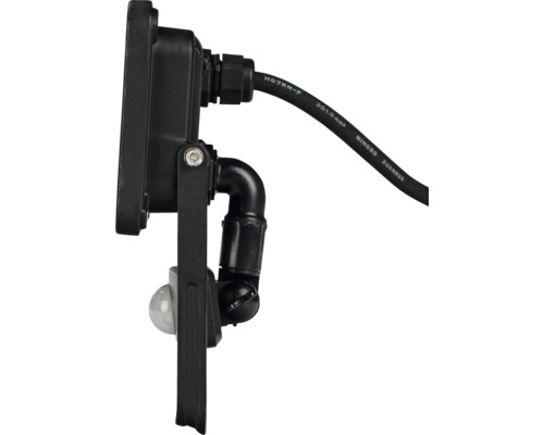 Detailansicht einer schwarzen Außenleuchte mit Bewegungsmelder