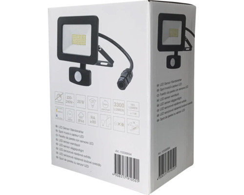 Verpackung eines LED-Wandstrahlers mit Sensor