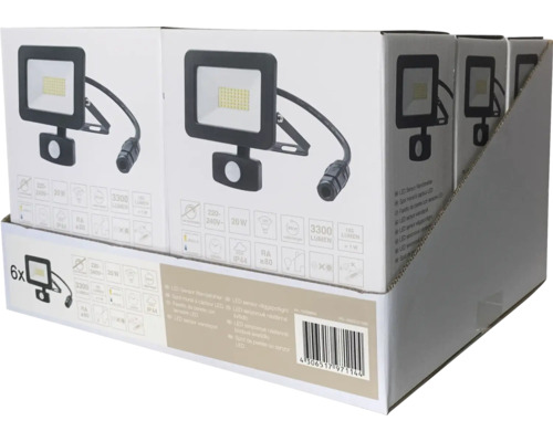 Verpackung mit sechs LED-Sensorstrahlern für die Wandmontage