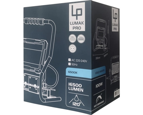 Verpackung der Lumak Pro Arbeitsleuchte