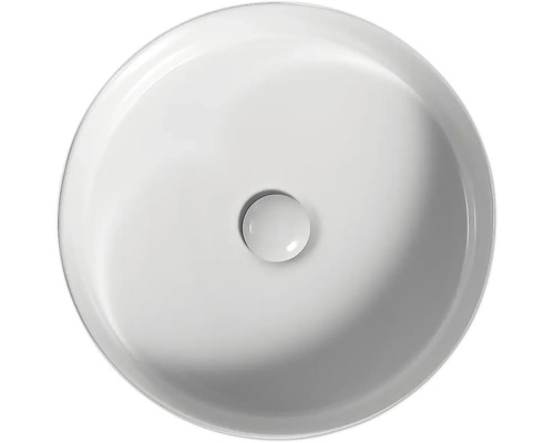 Rundes Aufsatzwaschbecken aus Sanitärkeramik mit Ablaufventil