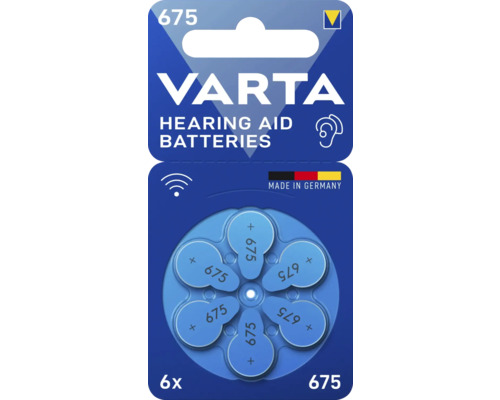 Batterie Varta VARTA Hörgeräte Batterie Zink-Luft 1,45 V 6 Stück Varta Hörgerätebatterien Typ 675, Packung mit 6 Stück