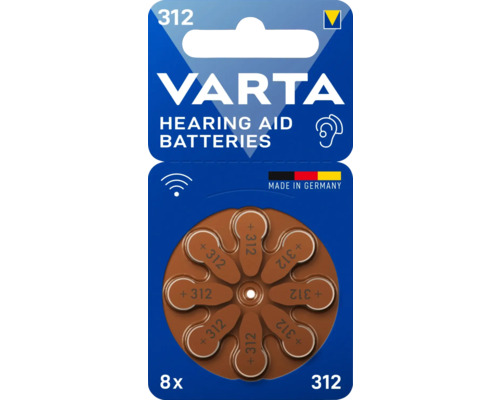 Batterie Varta VARTA Hörgeräte Batterie 312 Zink-Luft 1,45 V 8 Stück Varta 312 Hörgerätebatterien, 8 Stück