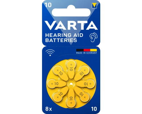Batterie Varta VARTA Hörgeräte Batterie 10 Zink-Luft 1,45 V 8 Stück Varta Hörgerätebatterien Größe 10, Packung mit acht Stück
