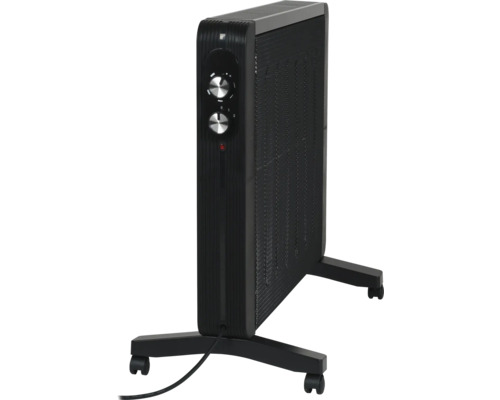 Schwarzer Ölradiator mit Rollen und Reglern