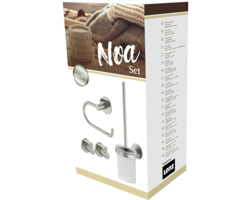Noa Badezimmer Set mit Toilettenpapierhalter, Handtuchhalter und Toilettenbürste