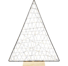 Dekorativer Weihnachtsbaum aus Metall mit Beleuchtung auf Holzsockel