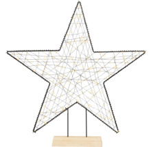 Dekorativer Stern mit LED-Lichtern auf Holzsockel
