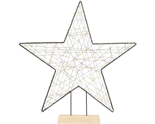 Dekorativer Stern mit LED-Lichtern auf Holzsockel