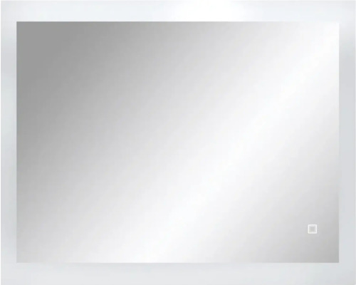 Rechteckiger Spiegel mit integrierter Beleuchtung und Bedienfeld
