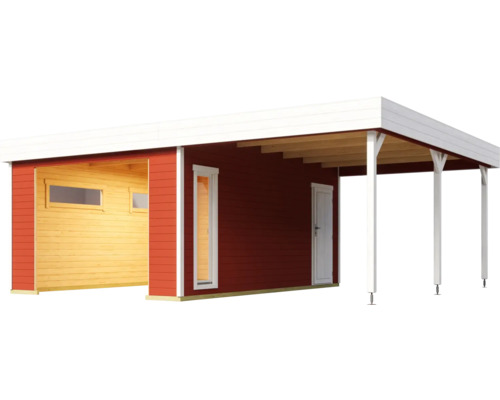 Holzgarage mit Anbau für den Garten