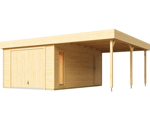 Holzgarage mit Carport