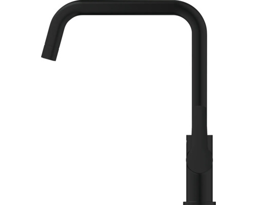 Schwarzer Küchenarmatur mit eckigem Auslauf