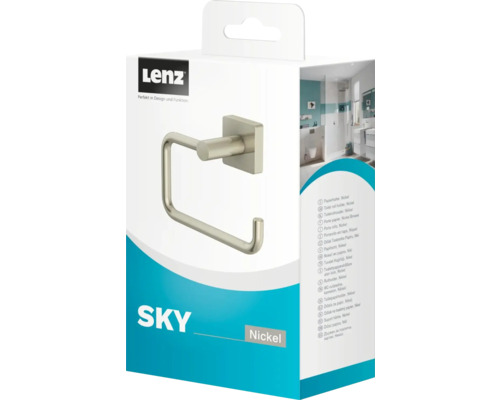 Lenz Sky Toilettenpapierhalter aus Nickel in Verpackung