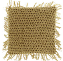 Quadratisches Kissen mit Fransen und grober Strickoptik