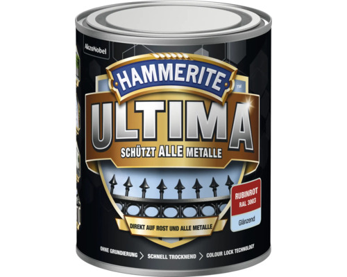 Hammerite Metallschutzlack Ultima Ral 3003 rubinrot glänzend 750 ml Hammerite Ultima Metallschutzlack Rubinrot RAL 3003