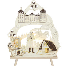 Lichterbogen mit Schlossansicht, Mann, Reiter und Haus