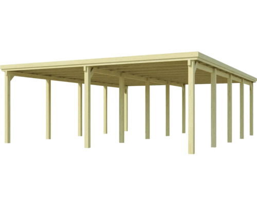 Holzcarport mit mehreren Pfosten zur Abdeckung von Fahrzeugen