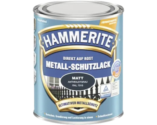 HAMMERITE Metallschutzlack matt anthrazitgrau 750 ml Hammerite Metall Schutzlack direkt auf Rost, matt anthrazitgrau RAL 7016