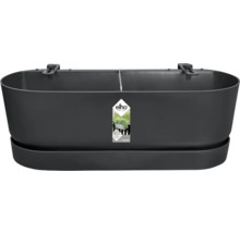 Dunkelgrauer Balkonkasten mit Aufhängung und Untersetzer