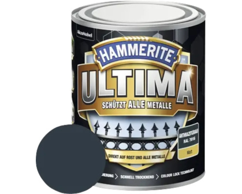 Hammerite Metallschutzlack Ultima Ral 7016 anthrazitgrau matt 750 ml Hammerite Ultima Metallschutzfarbe Anthrazitgrau RAL 7016