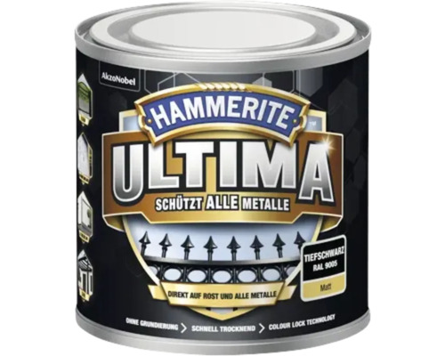 Hammerite Metallschutzlack Ultima Ral 9005 tiefschwarz matt 250 ml