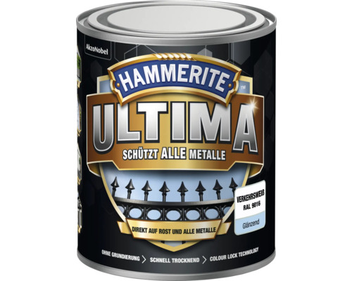 Hammerite Metallschutzlack Ultima Ral 9016 verkehrsweiß glänzend 250 ml Hammerite Ultima Lackdose, schützt alle Metalle