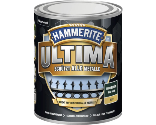 HAMMERITE Metallschutzlack Ultima RAL 6005 moosgrün matt 750 ml Hammerite Ultima Metallschutzlack Moosgrün Dose