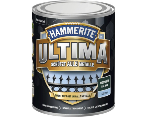 HAMMERITE Metallschutzlack Ultima RAL 6005 moosgrün glänzend 750 ml Hammerite Ultima Metallschutzlack Moosgrün RAL 6005, glänzend