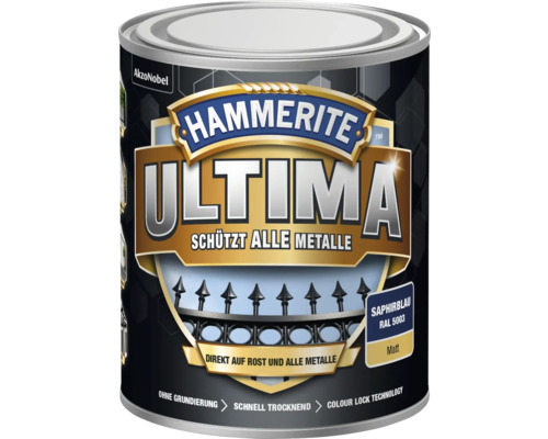 HAMMERITE Metallschutzlack Ultima RAL5003 saphirblau matt 750 ml Hammerite Ultima Saphirblau RAL 5003 Metallschutzlack Dose