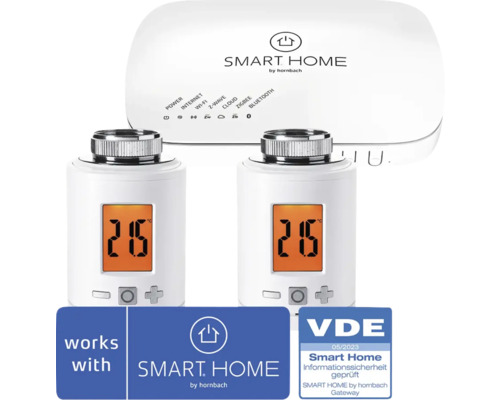 SMART HOME by hornbach Starter Set Heizung inkl. Gateway und 2 Stk Eurotronic Heizkörper-Thermostate