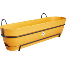 Gelber Balkonkasten mit Aufhängung