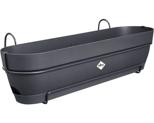 Blumentopf Pflanztopf Elho Vibia Campana Kunststoff 70,4 x 26 x 17,7 cm schwarz Dunkelgrauer Balkonkasten mit Halterung und Elho Logo