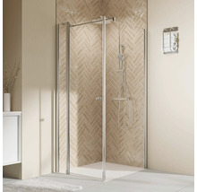 Duschtür für Seitenwand mit Drehtür an Festteil BREUER Elana 2.0 100 x 200 cm Profil rund silber Klarglas Türanschlag links-thumb-0