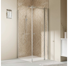 Duschtür für Seitenwand mit Drehtür an Festteil BREUER Elana 2.0 100 x 200 cm Profil rund weiß Klarglas Türanschlag rechts-thumb-0