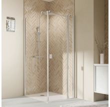 Duschtür für Seitenwand mit Drehtür an Festteil BREUER Elana 2.0 100 x 200 cm Profil eckig silber Klarglas Türanschlag rechts-thumb-0