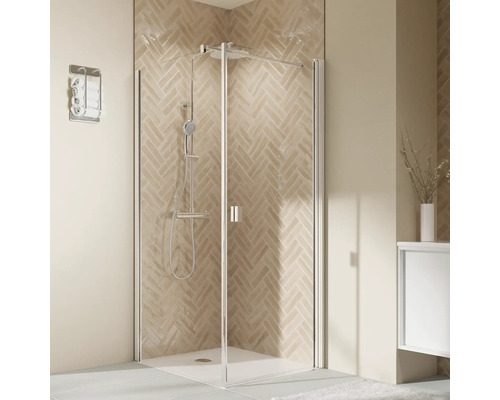 Duschtür für Seitenwand mit Drehtür BREUER Elana 2.0 100 x 200 cm Profil eckig chrom Klarglas Türanschlag rechts-0
