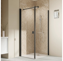 Duschtür für Seitenwand mit Drehtür BREUER Elana 2.0 100 x 200 cm Profil eckig schwarz Klarglas Türanschlag links-thumb-0